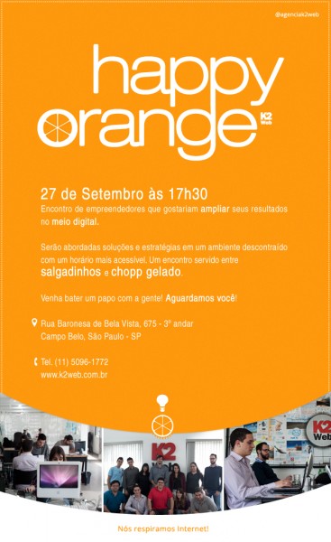 Venha aprender se divertindo no Happy Orange do dia 27/09.